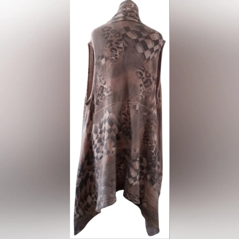 Vintage Boho XL Wool Lagenlook Artisy Poncho Vest Asymmetrical Cardigan